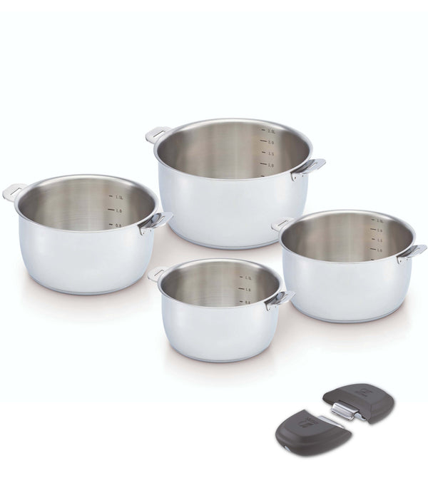 Select 6-teiliges Stielkasserollen-Set 14, 16, 18, 20 cm + 2 Abnehmbare Seitengriffe
