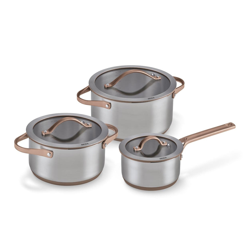 Sensa Set de 3 pcs - Casserole 16 cm, Faitouts 20 & 24 cm Moccha