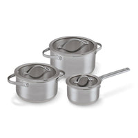 Sensa 3-teiliges Set - Stielkasserolle 16 cm, Kochtopf 20 & 24 cm Latte