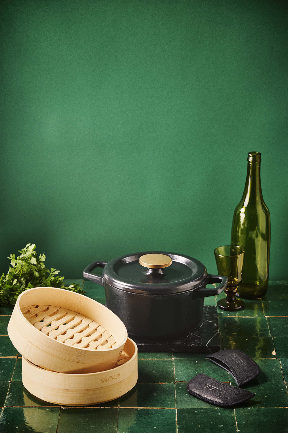 Nori Duo – Dutch Oven Steamer 20 cm + Leather Grips