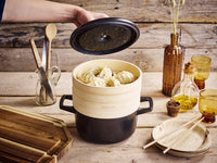 Nori 2-piece set: 20cm Dutch oven with steaming baskets and leather grips